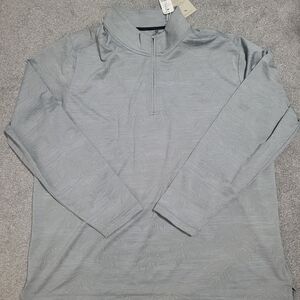 Tommy Bahama Light Gray Palm Leaf design Quarter-Zip Sweater